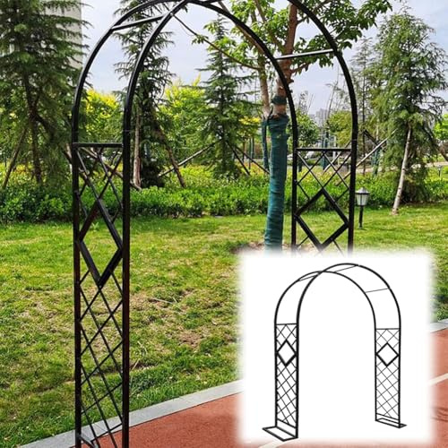 Arche de roses en métal noir robuste – Support décoratif pour plantes grimpantes – Installation facile, parfait pour les mariages, les jardins et la décoration extérieure (l 260 x H 230 cm)