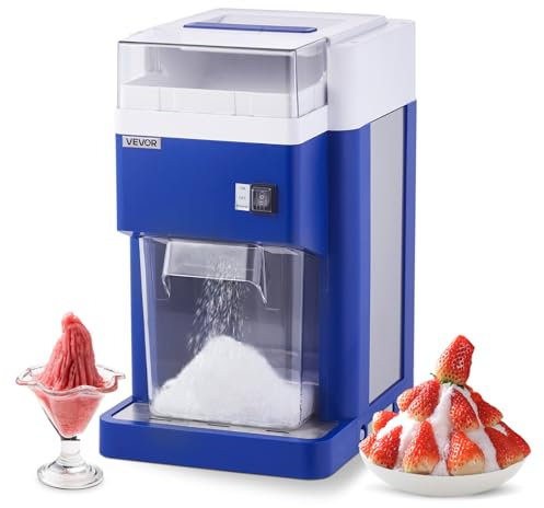 VEVOR Machine à Glace Pilée 1,8 L, Broyeur à Glace Fine et Onctueuse Électrique, Moteur 300 W, Lames en Acier Inoxydable, pour Cocktails Boissons Fraîches, Bars Restaurants Supermarchés Fêtes, Bleu
