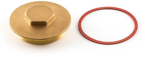 Westco Immersion Heater Plug & Fibre Washer – Brass Plug with Red Sealing Washer for Hot Water Cylinders