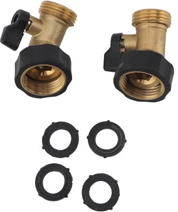 Mtlavishness 2 Pcs Garden Hose Shut Off Valve Brass 45 Degree Bending Flexible Control Gooseneck Water Hose Connector for Irrigation Car Wash 3 4 Inch