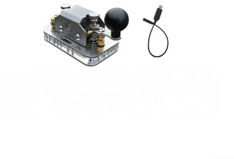 Chiave telegrafica manuale in acciaio inox, 90 x 55 mm, contatti in rame puro per l'apprendimento e l'addestramento del trasmettitore radio CW, design con cuscinetto a flangia flangiata liscia, grigio