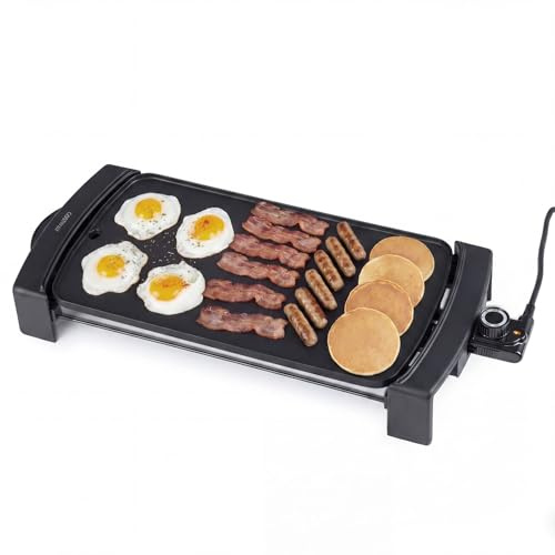 COSTWAY Teppanyaki Electric Grill, 2150W BBQ Griddle with Nonstick Flat Cooking Surface, Adjustable Temperature, Insulated Handles & Drip Tray, Indoor Outdoor Hot Plate for Cooking, Family, 55×25×8cm