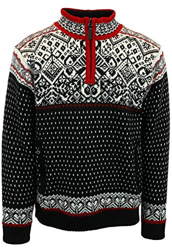 ICEWEAR Björn Wool Lined Sweater Norwegian Style Quarter Zip Light 100% Worsted Wool Long Sleeve Outdoor Sweater | Black - Large