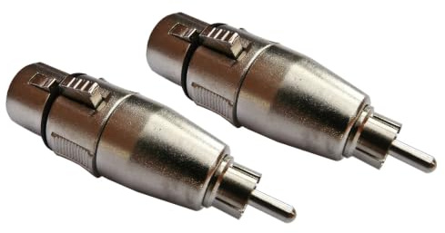 2er Set deetech XFCM-1 - Adapter XLR female Stecker auf Cinch male Stecker, silber