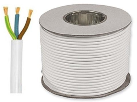 25 Meters of White 2.5mm 24 Amp 3093Y 3 Core Heat Resistant Flexible Cable