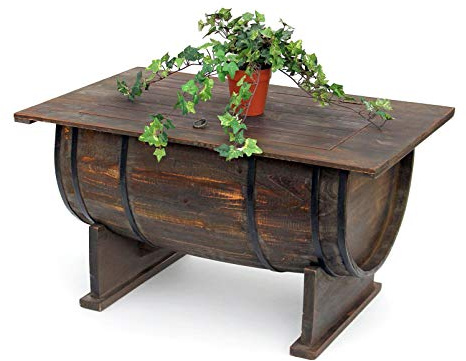 DanDiBo Couchtisch Wohnzimmer Vintage halbiertes Weinfass 5084-H 80cm Tisch aus Holz Beistelltisch Weinregal Fass Bar