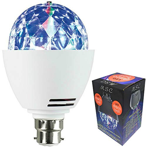 MSC LED B22 Disco Ball Light Rotating Multi-Coloured Lights Bulb Bayonet Fitting B22