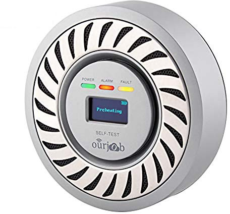 Detector de CO Alarma de monóxido de Carbono, Sensor electroquímico Batería de Litio Recargable CO Probador de Gas, USB Enchufe Monitor de CO con Pantalla OLED Digital para el hogar/Caravana (Gris)