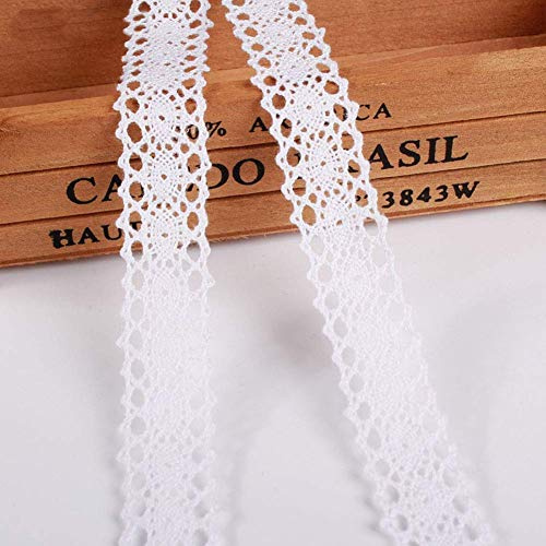 DAHI Spitzenband Weiss 26 Meter Baumwolle Dekoband | 2cm Vintage Spitzenborte Häkel-Borte für Basteln Nähen Hochzeit Deko Scrapbooking Geschenkbox ( 2cm/26meter weiß)