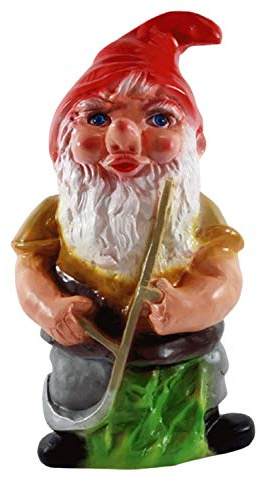 RAKSO Gartenzwerg Garten Zwerg aus Kunststoff mit Sense Höhe 30 cm Garten Deko Gartenfigur