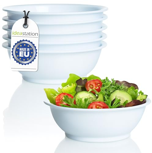 idea-station Gastro Plastikschüssel 6 Stück - 18 cm / 600 ml - weiß - bruchsichere Bowl Schüssel oder Salatschüssel - perfekte Suppenschale oder Müslischale