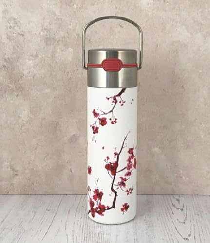 Eigenart Leeza Cherry Blossom Double-Walled Thermal Water Bottle Stainless Steel with Sports Cap and Strainer, BPA-Free, 500 ml, 11001