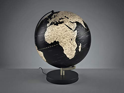 Mappamondo nero con struttura in metallo e regolazione touch dell'intensità della luce - diam. 30
