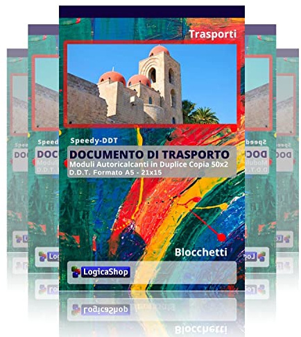 LogicaShop Documento di Trasporto in Duplice Copia Autoricalcante 50x2, DDT Formato A5 21x15 cm (01)