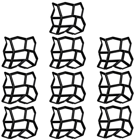 Randaco 10 stycken betongformar plast, gatform, gångväg, form, gör-det-själv, formsättningsform, plastformar, utomhus för betong, gångplattor, terrassplattor, gatstenar 43 x 43 x 43 x 4 cm