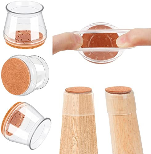 JAYZUUM 36 Stück Stuhlbeinkappen Stuhlbeinschoner, filzgleiter für stühle, Transparent silikon Schutzkappen für Stuhlbeine, geeignet für Hartholzböden, Fliesen und Laminatboden (Groß für 33-45mm)