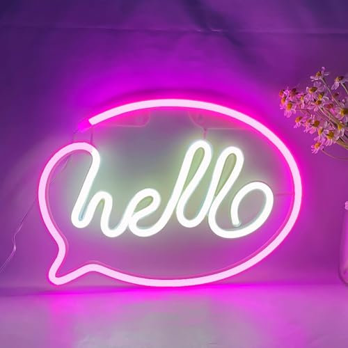 Hello Insegne al Neon LED Hello Neon USB o Alimentato a Batteria Hello Neon Sign LED lettere Neon Light Sign Adatto Per la Decorazione Festiva del Bar Per Feste in Camera