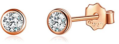 Candyfancy Kleine Ohrstecker Sterling Silber 925 Roségold für Damen Herren Mini Zirkonia Ohrringe Stecker 3mm