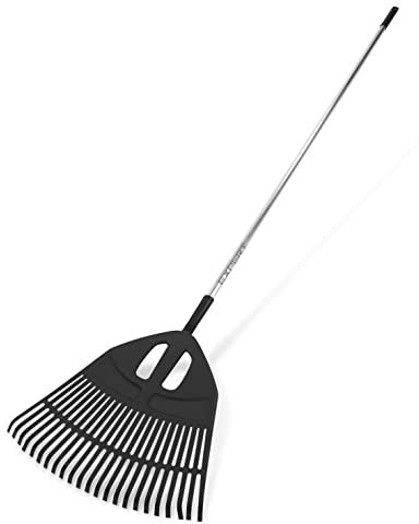 Prime Garden® Rastrillo de jardín con rastrillo, escoba, escoba, para paisaje, mango de madera, cómoda y duradera (AluPro antracita, 49,6 x 195 cm)