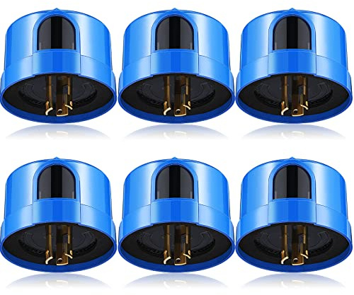 6 Pcs Twist Lock Photocell Sensor Auto on off Photocell Switch Dusk to Dawn Light Control Light Sensor for Outdoor Lights 120V to 277V, Blue