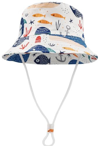 FenFang Sonnenhut Baby Kinder, Dinosaurier Fischerhut Kind Jungen Mädchen, Sonnenmütze mit Kinnriemen, Eimerhut Strandhut Kappe Mütze Frühling Sommer (as3, Age, 4_Years, 8_Years, Grau)