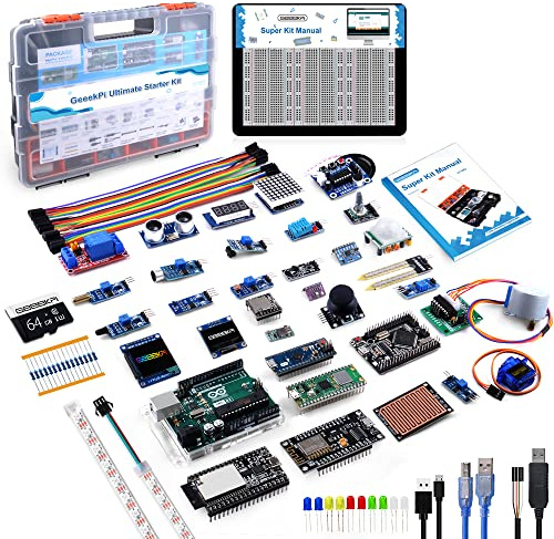 GeeekPi Complete Ultimate Starter Kit for Arduino UNO R3 Mega 2560,ESP32-WROVER,ESP8266,Includes Variable MCU Dev Boards,for Make small smart Devices,IoT prototypes,smart Home and Other Applications
