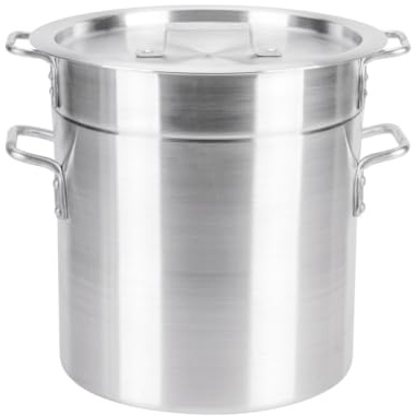 Soro Essentials- 16 Qt. Aluminum Double Boiler Pot with Lid- Steam Melting Stock Pot for Butter Chocolate Cheese Caramel Fondue Candy Dessert and Sauces