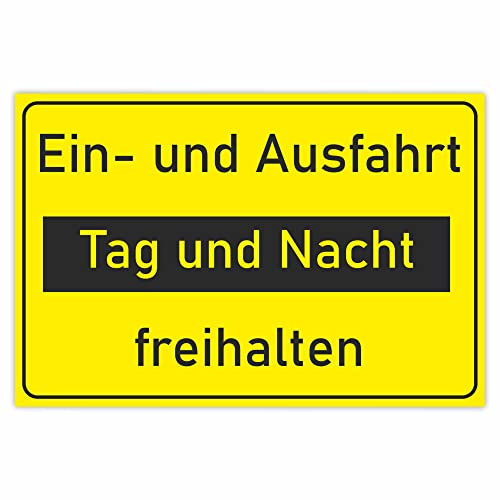 INDIGOS UG - Schilder - 297x210mm - Schild DIN A4 1 Stück - Einfahrt und Ausfahrt freihalten - Aluverbundplatte - für Garage, Hotel, Parkplatz, Schule, Carport, Firma