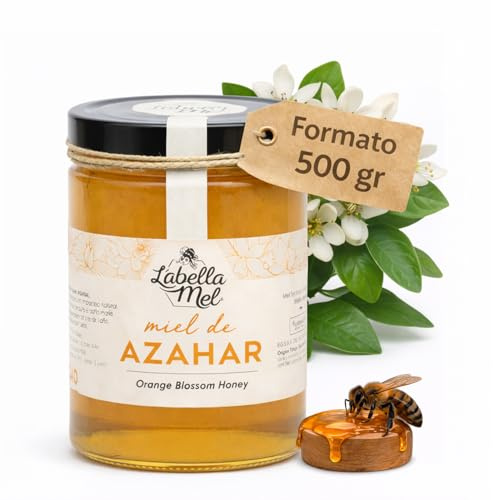 L'Abella Mel | Miel Pur de Fleur d'Oranger 100% Naturel | Miel de Fleur d'Oranger Sans Additifs Ni Sirop Ajouté | Récolte Manuelle par Apiculture Familiale Depuis 4 Générations | Pot 500 g