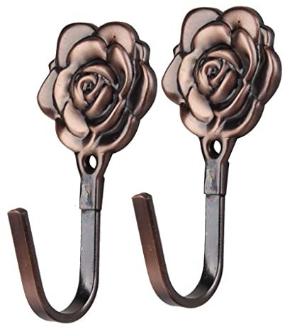 Tiuimk Raffhalter für Vorhänge, antikes Kupfer, dekoratives Rosenschnitz-Design, 2 Stück