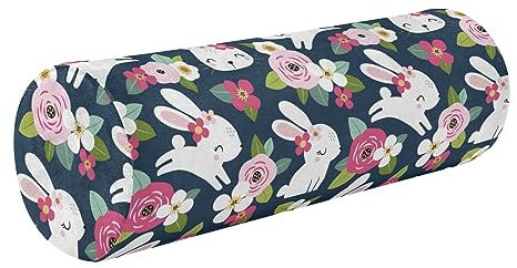 linqin Nette weiße Kaninchen Nackenrolle Kissen Baumwolle Daunen Nackenrolle Kissen Runde Kissen für Couch Roller Massage Bett Nackenrolle Kissen Form