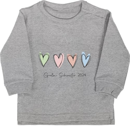Shirtracer Baby Pullover Jungen Mädchen - Große Schwester 2025 Big Sister - 12/18 Monate - Grau meliert - 2023 Schwestern Sweatshirt Grosse sis Geschenkideen+für+Geschwister große+Schwester+Geschenk