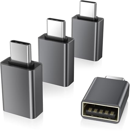 Elebase USB C to USB Adapter 4PCS,USBC Male to USB 3.0 Female Adaptor,Type C Thunderbolt 3 OTG Converter for MacBook Pro Air,Apple iPhone 17 16 Pro Max,Samsung S25 S24,iPad 10,Mac,Hard Disk,Camera