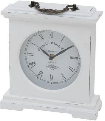 mucHome Tischuhr Betty Weiß, Höhe 24cm Analoge Uhr Standuhr mit römischen Ziffern
