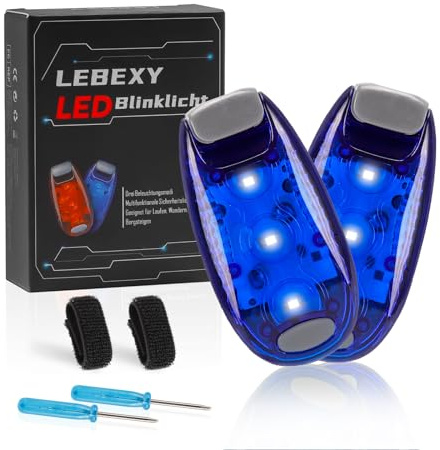 LEBEXY Lot de 2 feux clignotants LED - Trois modes d'éclairage - Lumière de sécurité pour cartable d'enfants - Lampe d'avertissement de sécurité idéale pour poussette, vélo, randonnée, camping,