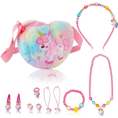 QIMMU Einhorn Handtasche Geschenk,Einhorn Handtasche Kinder,Einhorn Tasche Mädchen,Einhorn Kindertasche,Einhorn Handtasche Mädchen Geschenk,Einhorn Handtasche Kleinkind für Mädchen