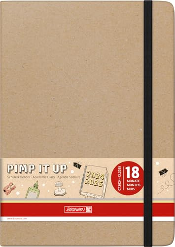 BRUNNEN Schülerkalender (2024/2025) Pimp it up!, 2 Seiten = 1 Woche, A5, 208 Seiten, braun