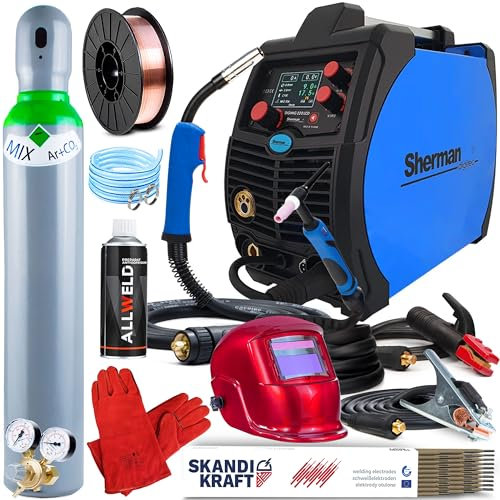 DIGIMIG 220 LCD - 200A MIG MAG Schweissgerät mit Synergie - WIG Lift, Fülldraht - Punktschweißen, Lötschweißen - Job-Speicher, Fan-Stop - Kohlenstoffstahl, Aluminium - IGBT - Set: ProfessionalPlus