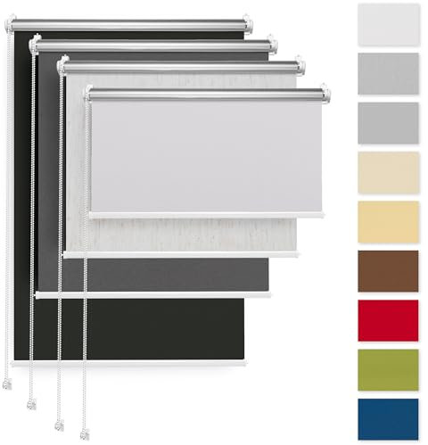 Rettika Verdunkelungsrollo ohne Bohren, für Fenster, Breite 130 cm, Höhe 220 cm, Weiß Farbe, Klemmfix Montage, Jalousien Fenster, Fenster rollos für innen, Klemmrollo