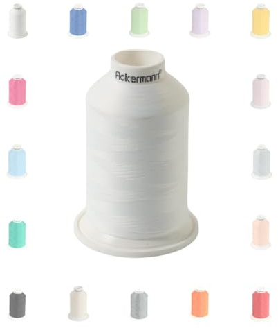 ACKERMANN Bauschgarn, 1.000m Kone, 100% Polyester, Stärke 120, in verschiedenen Farben erhältlich (1, Weiß (5000))