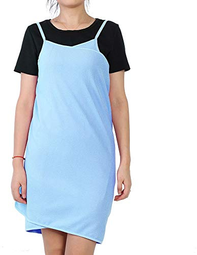 Sunicon Toalla de baño usable para mujer, tirantes usables para mujer Falda Vestido Toalla de baño envolvente Spa Playa Secado rápido (Azul)