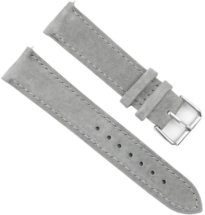 BOLEXA Uhrenarmband aus weichem Wildleder, 18 mm, 19 mm, 20 mm, 22 mm, 24 mm, Edelstahlschnalle, Ersatz-Uhrenarmbänder(grau,18mm)
