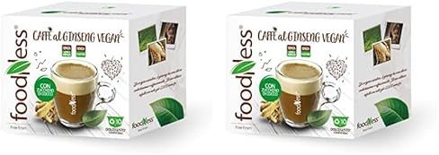 foodNess - 1 Box da 10 Capsule di Ginseng Vegan con Zucchero di Cocco, Capsule Compatibili con Sistema Dolce Gusto, Preparato Solubile con Bevanda al Caffè e Ginseng, Senza Glutine, Latte e Derivanti