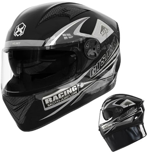 Krmoau Casco integrale per motociclisti, copricapo da moto, per adulti, per uomini e donne, per moto, scooter, ciclomotori