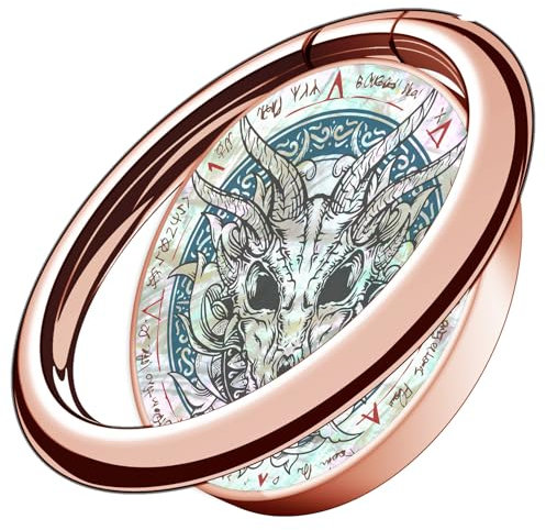 Carveit Natural Shells Cell Phone Ring Holder Metal Phone Kickstand Grip for iPhone 16 Pro Max/15/14 & Galaxy S23/S24/S25 Ultra & Pixel 8/9 -Rose Gold-Dragon Skull