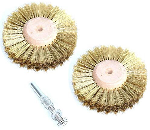 CEHJZQRPL Cepillo de rueda Cepillo de rueda de alambre de nailon 2 piezas 80 mm 4 pulgadas Juego de cepillos de rueda de alambre de latón de acero inoxidable for vástago de taladro for madera Pulido d