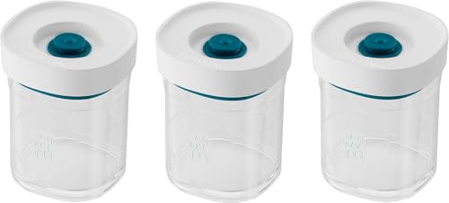 ZWILLING FRESH & SAVE CUBE La Mer - Contenitore per spezie, 3 pezzi, misura XS, modulare e impilabile, ermetico e sottovuoto, lavabile in lavastoviglie, trasparente La Mer