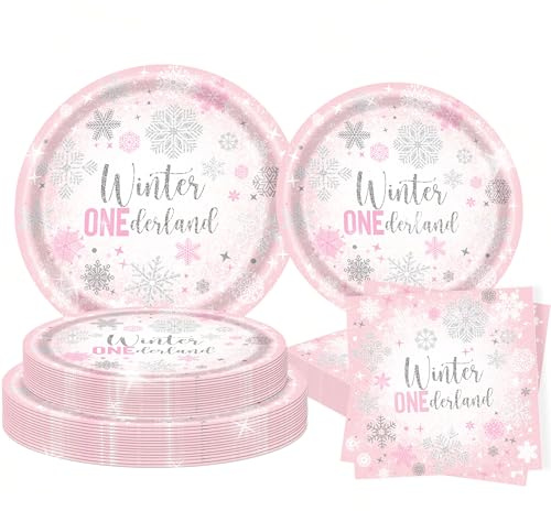 Winter Onederland Decorations 1st Birthday Snowflakes Plates Napkins Decorations For Winter Accessories For First Birthday Party Favors