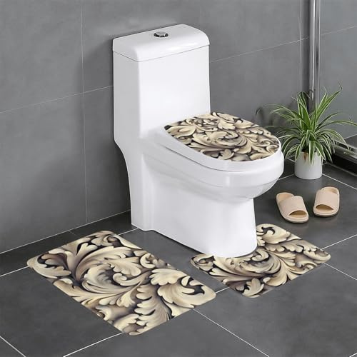Cluttered - Alfombra absorbente de césped rizado para exteriores, juego de 3 piezas, tapete protector de baño, dormitorio, cocina, bañera, decoración del hogar, alfombra de felpa