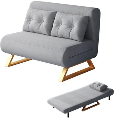 XLSBZ Schlafsessel mit Bettfunktion, Schlafsofa mit 5-Stufig Verstellbarer Rückenlehne, Klappbar Couch für Wohnzimmer Schlafzimmer kleine Wohnung (Grau)